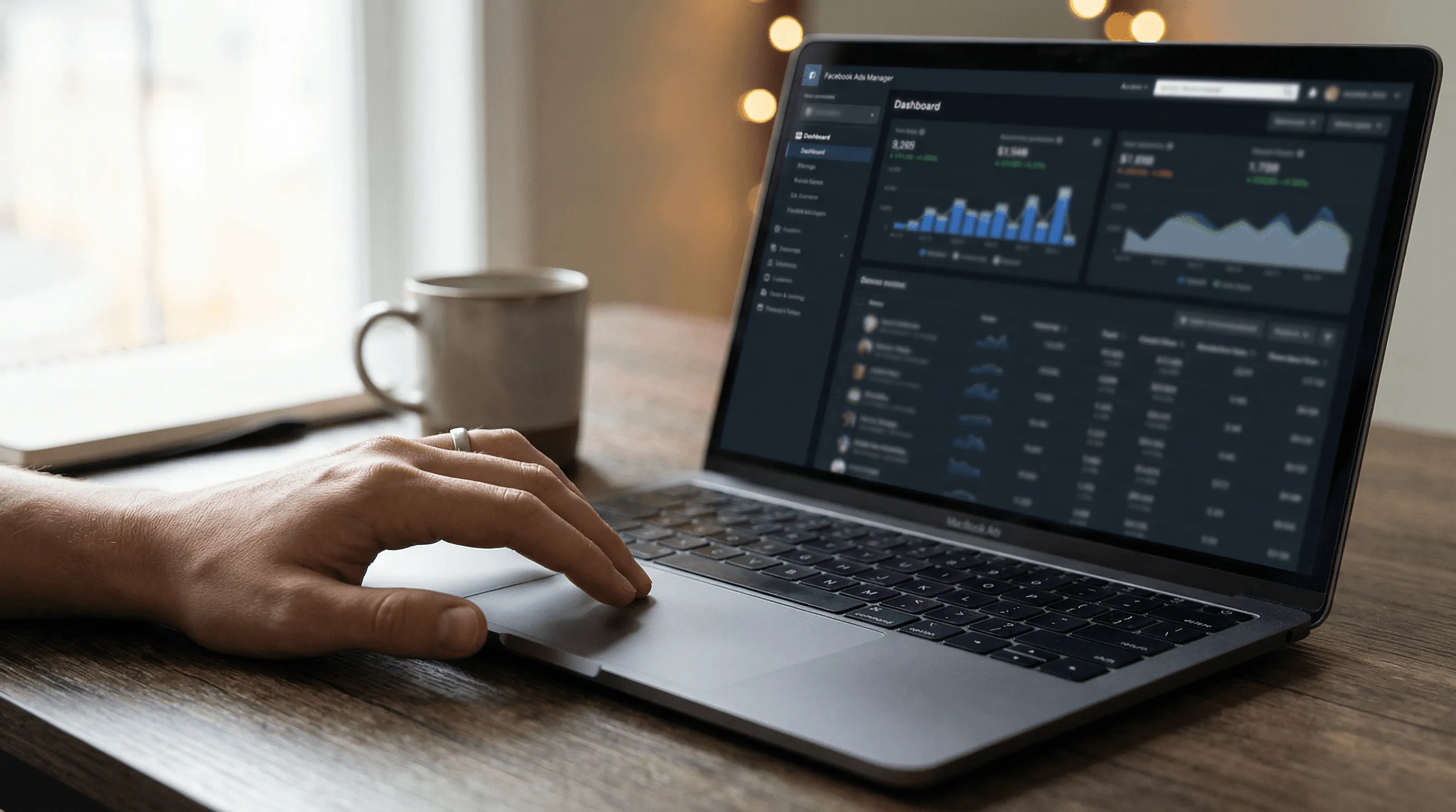Facebook Ads Manager Dashboard auf Laptop