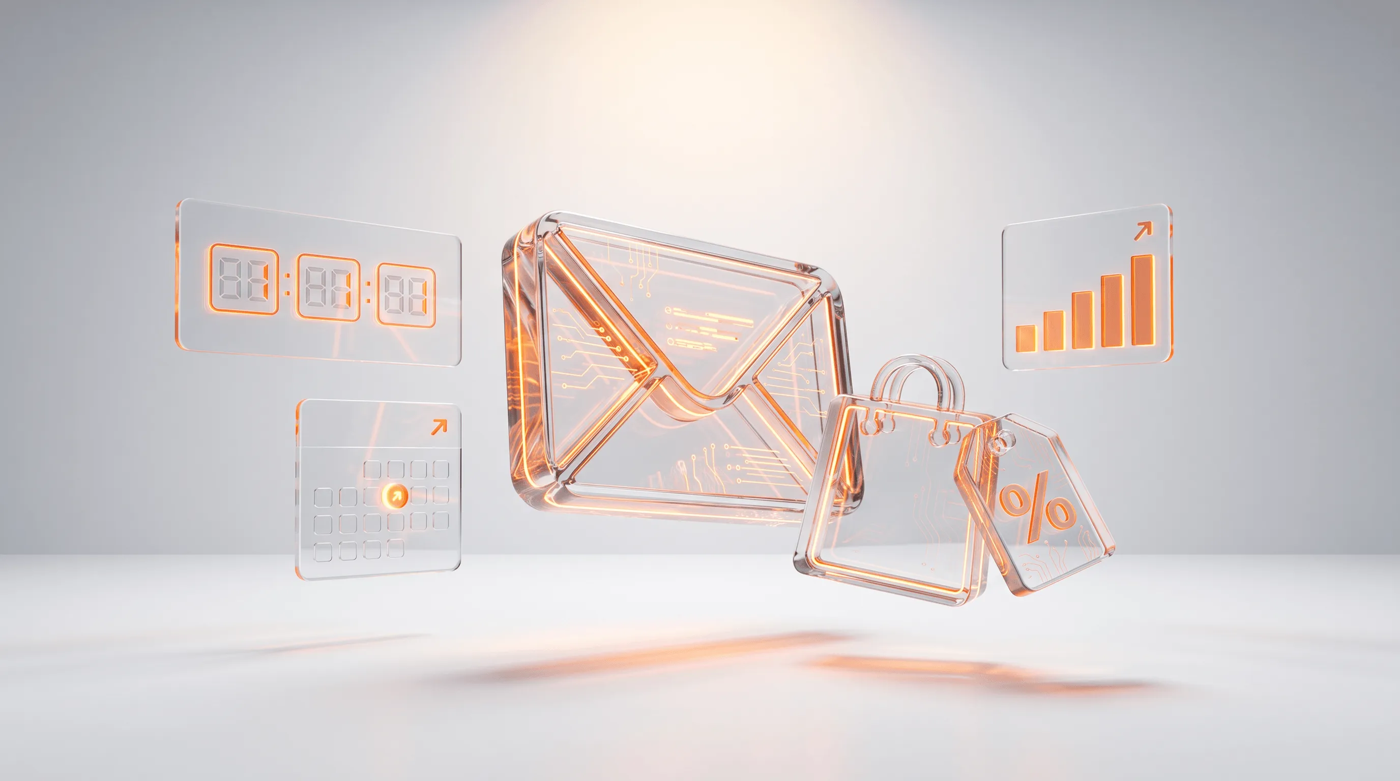 Black-Friday-Newsletter 2026: E-Mail mit Countdown, Kalender und Rabatt-Tag als 3D-Glasobjekte