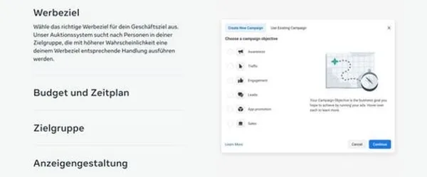 Screenshot meta ads gestaltung