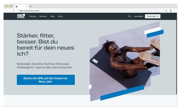 Startseite des freeletics Onlineshops
