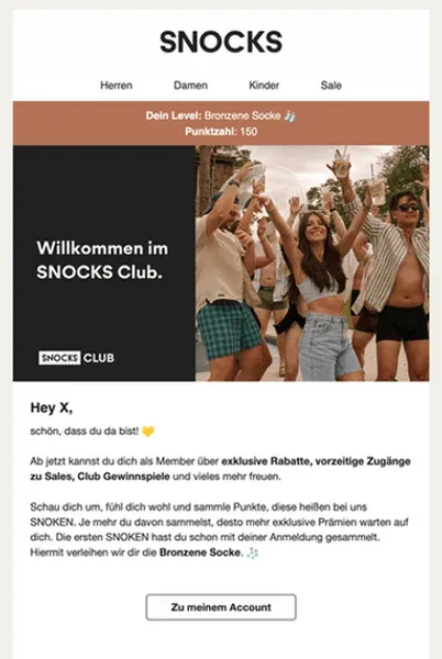 Willkommensmail von snocks.com