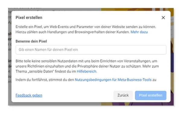 Facebook Pixel erstellen
