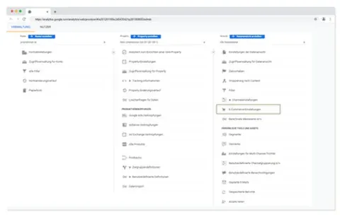 E-Commerce-Einstellungen bei Google Analytics