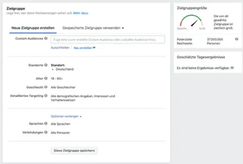 Facebook Zielgruppe anlegen