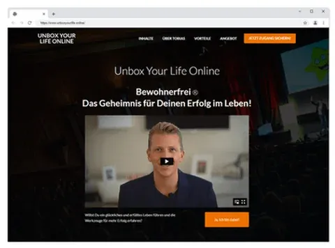 Landing Page 'Unbox Your Life Online' von Tobias Beck