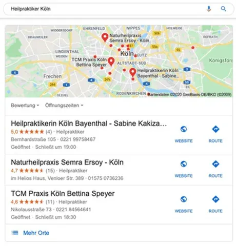 Heilpraktiker werben mit Google my Business