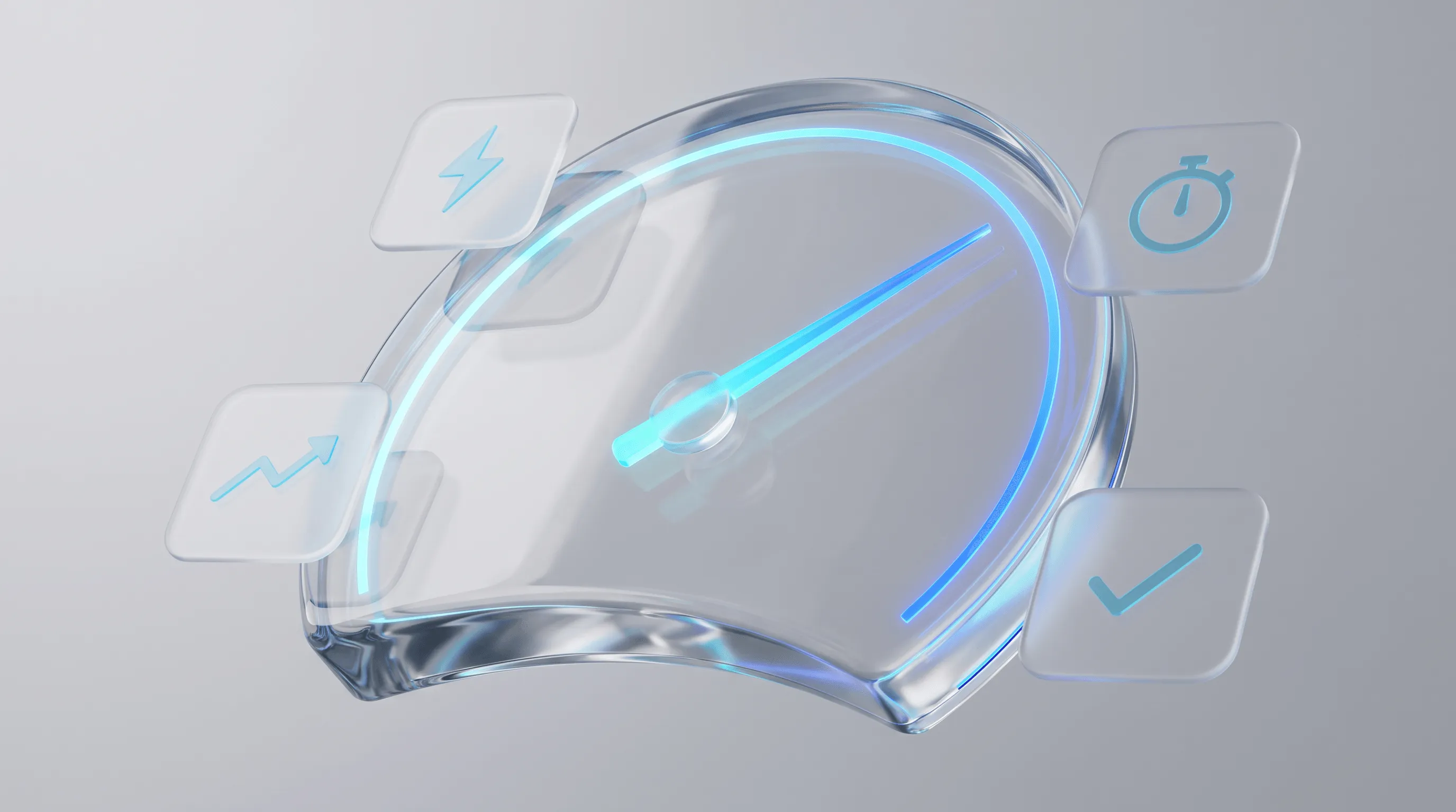 Shopify Ladezeit und Core Web Vitals: Tachometer-Interface mit LCP-, INP- und CLS-Kennzahlen neben einem Shopify-Shop