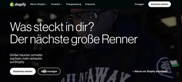 screenshot startseite shopify