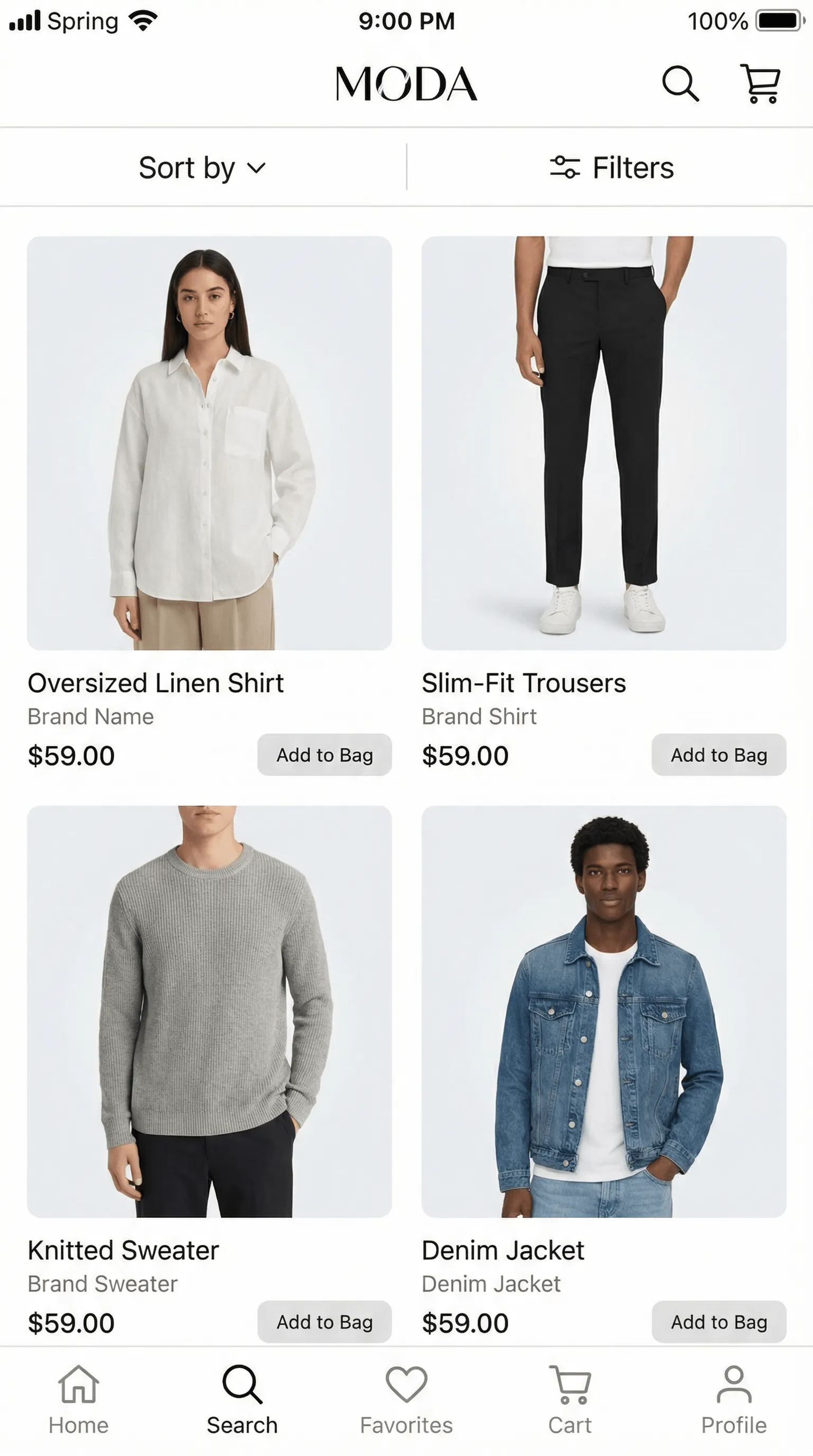 Fashion Shop Produktliste