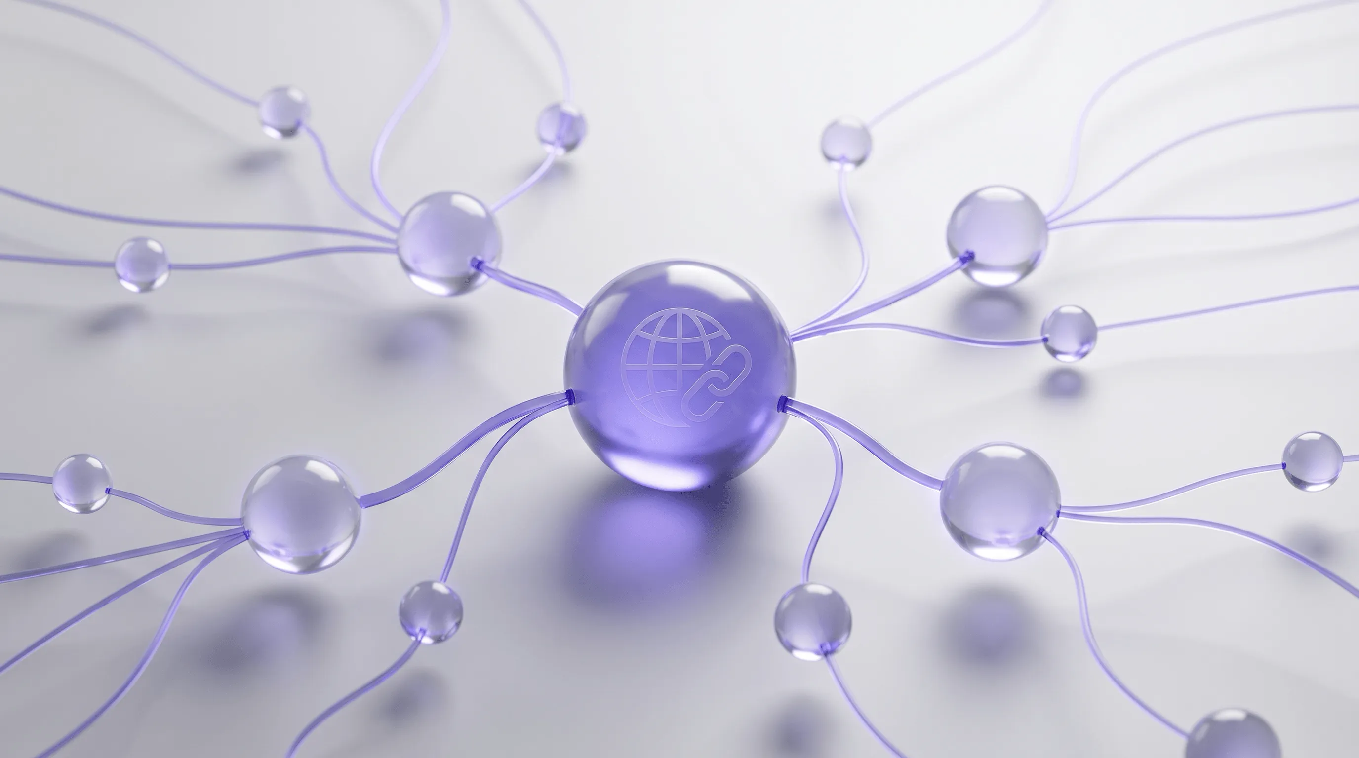 Netzwerk-Visualisierung von Backlinks: eine zentrale Website verbunden mit mehreren externen Quellen