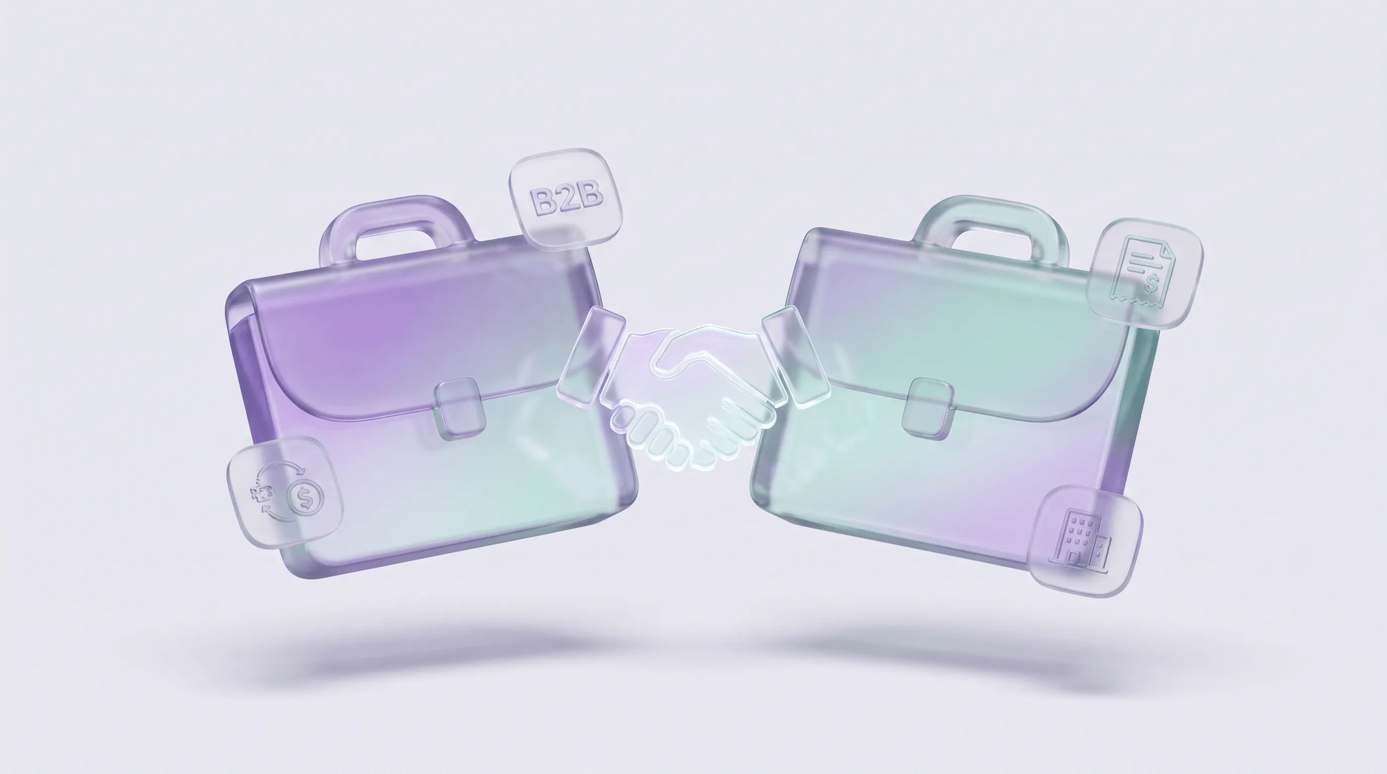 Shopify B2B Shop einrichten, Glassmorphism Illustration mit B2B Commerce Elementen