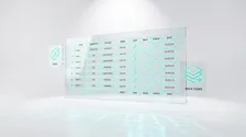 Glasgrafik einer Produkttabelle mit Preis-, Bulk- und Bearbeiten-Symbolen als Sinnbild für den Shopify Bulk Editor