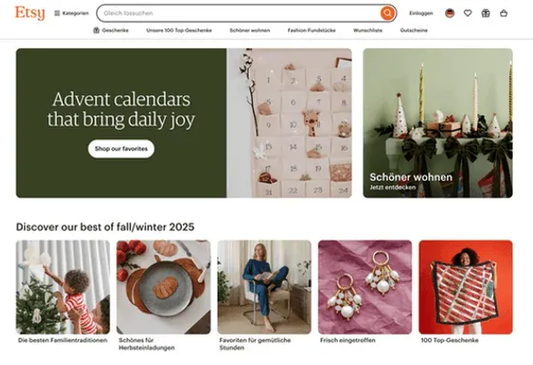 screenshot startseite etsy