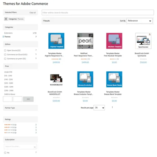 Theme Store für Adobe Commerce