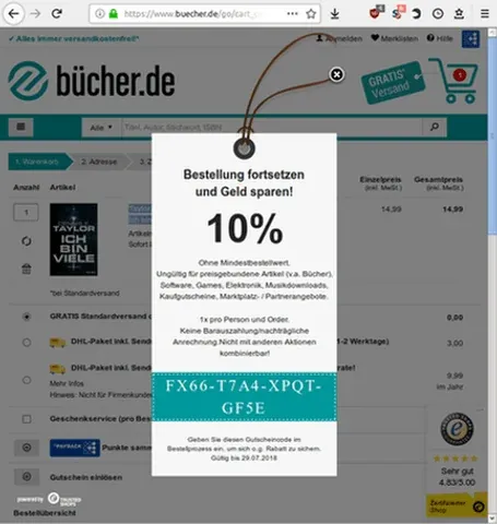 Beispiel vom Exit Intent Popup