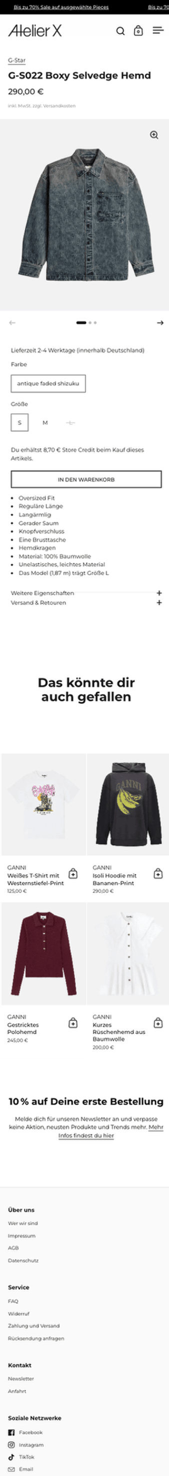Atelier X Produktdetailseite