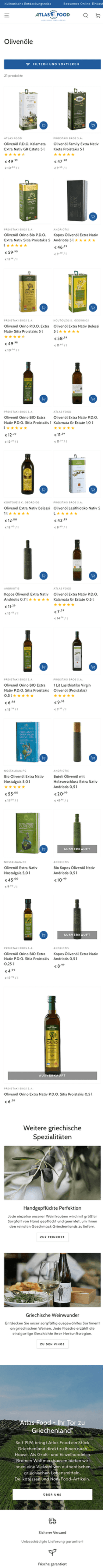 Atlas Food Kategorieseite