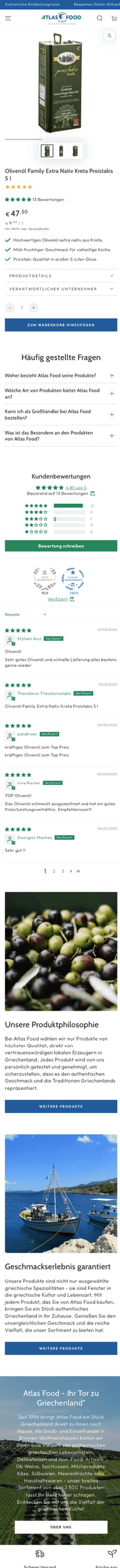 Atlas Food Produktdetailseite