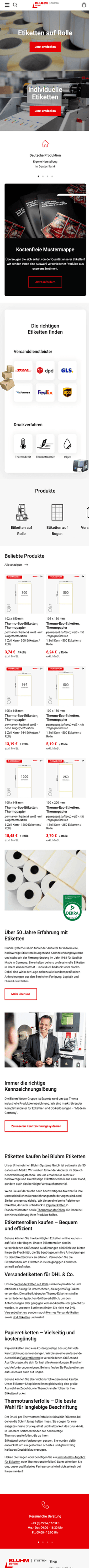 Bluhm Etiketten Startseite