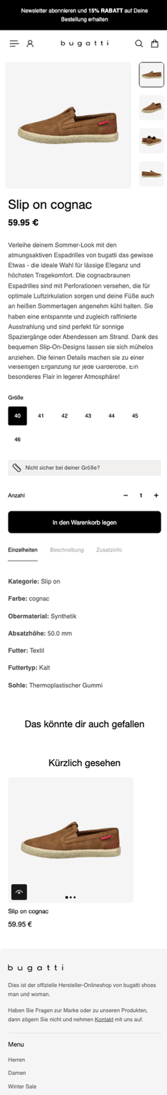 bugatti shoes Produktdetailseite