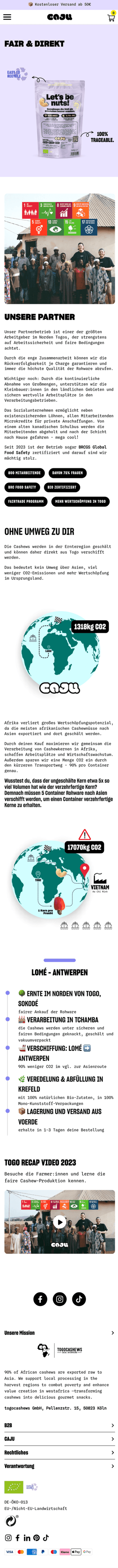 caju Lieferkette und Nachhaltigkeit