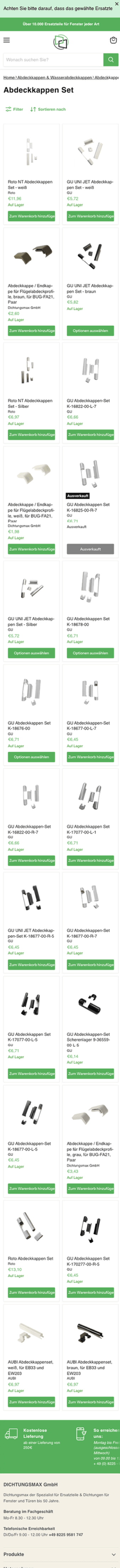 Dichtungsmax Kategorieseite