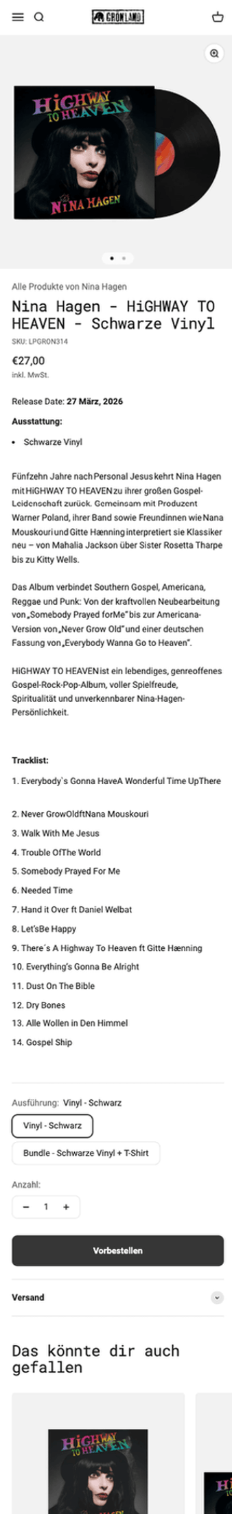 Grönland Records Produktdetailseite