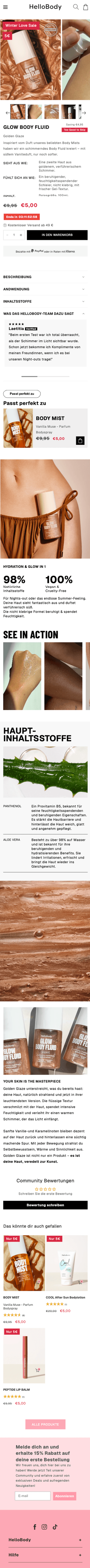 HelloBody Produktdetailseite
