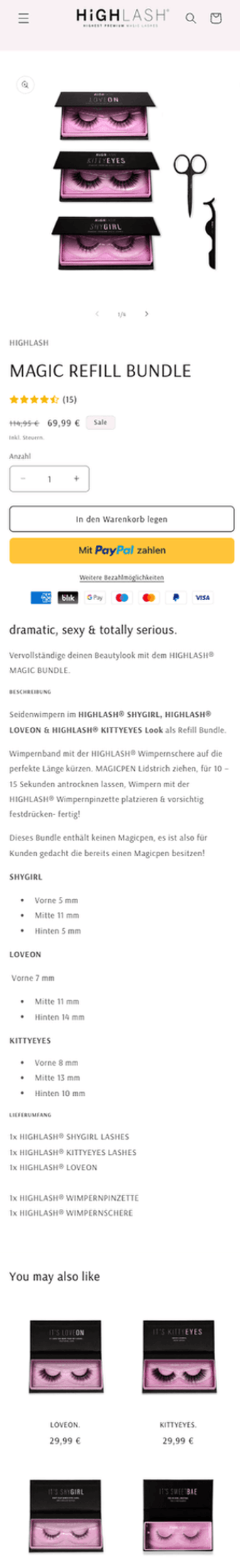 HIGHLASH Produktdetailseite