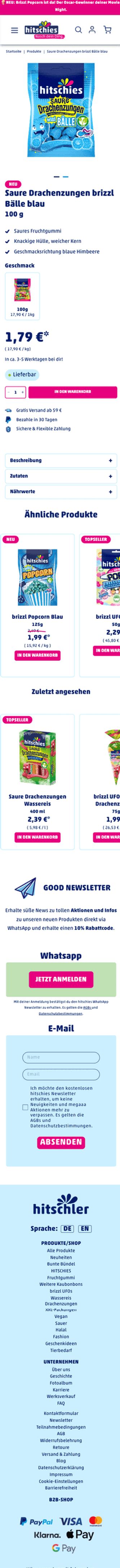 hitschies Produktdetailseite