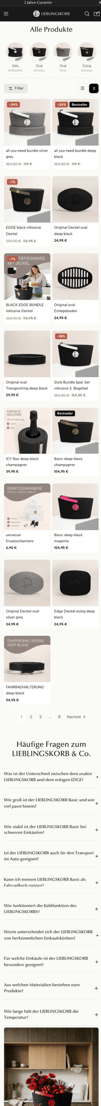 LIEBLINGSKORB Kategorieseite