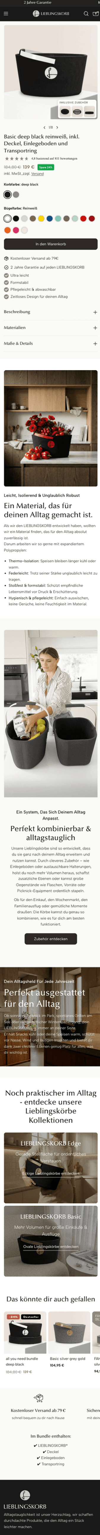 LIEBLINGSKORB Produktdetailseite