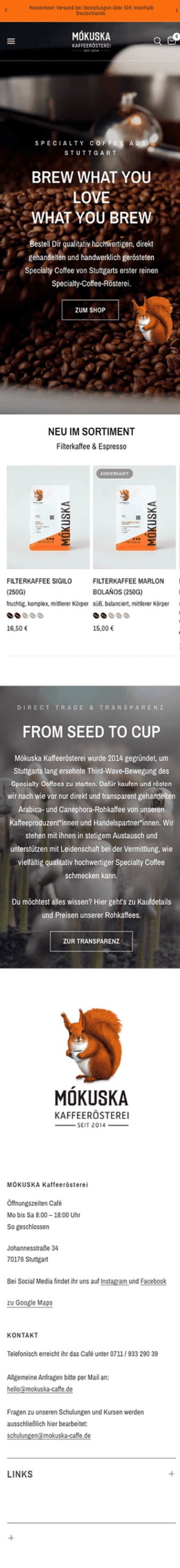 Mókuska Kaffeerösterei Startseite