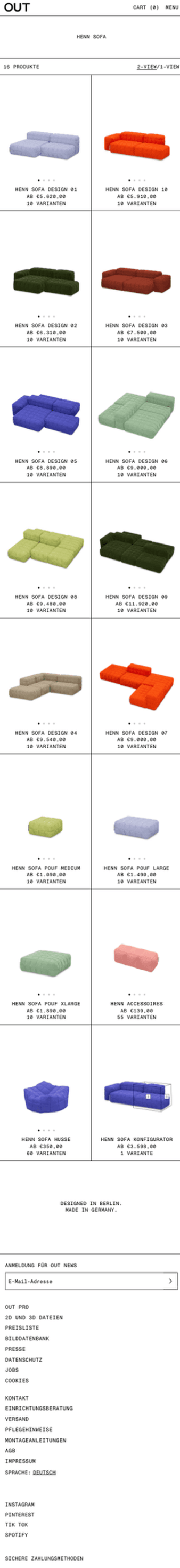 OUT Objekte unserer Tage Kategorieseite