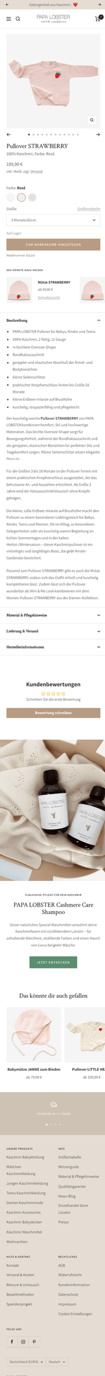 PAPA LOBSTER Produktdetailseite