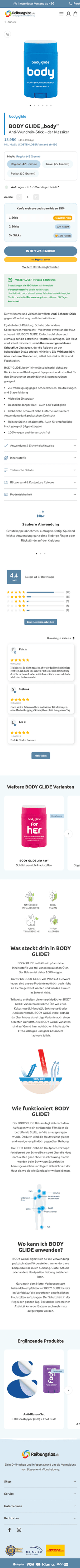 Reibungslos Produktdetailseite