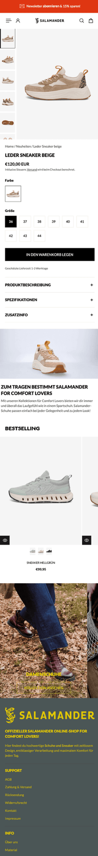 Salamander Produktdetailseite
