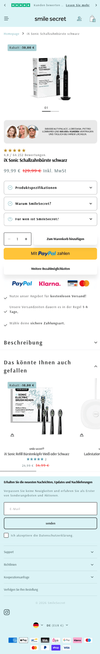 Smile Secret Medical Produktdetailseite