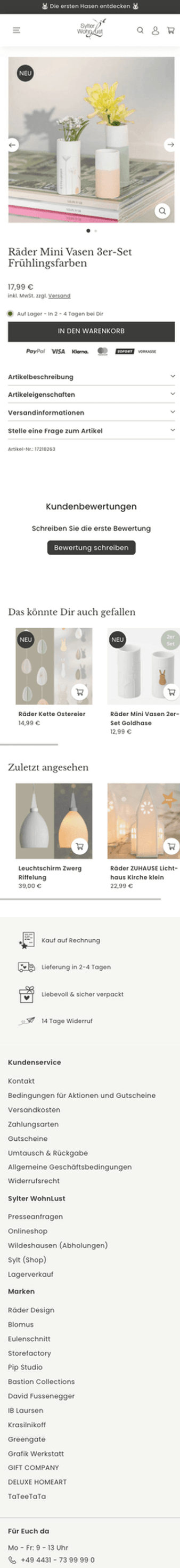 Sylter WohnLust Produktdetailseite
