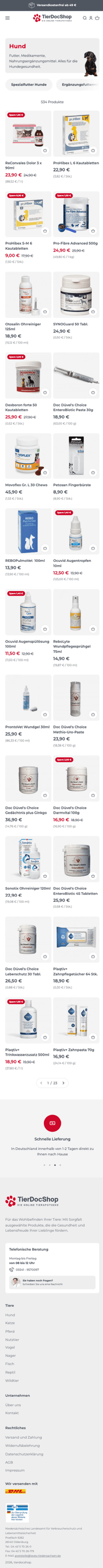 Tierdocshop Kategorieseite