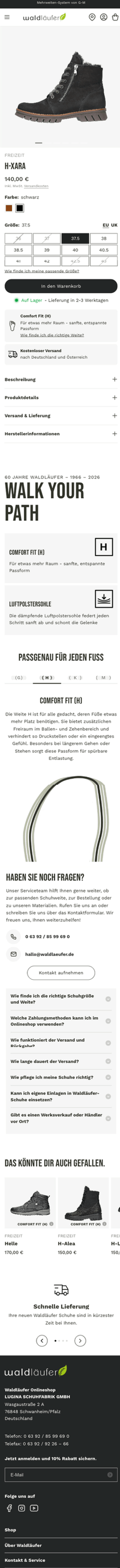 Waldläufer Produktdetailseite