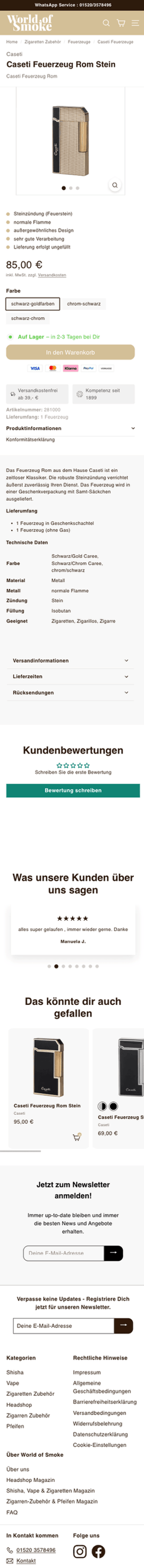 World of Smoke Produktdetailseite